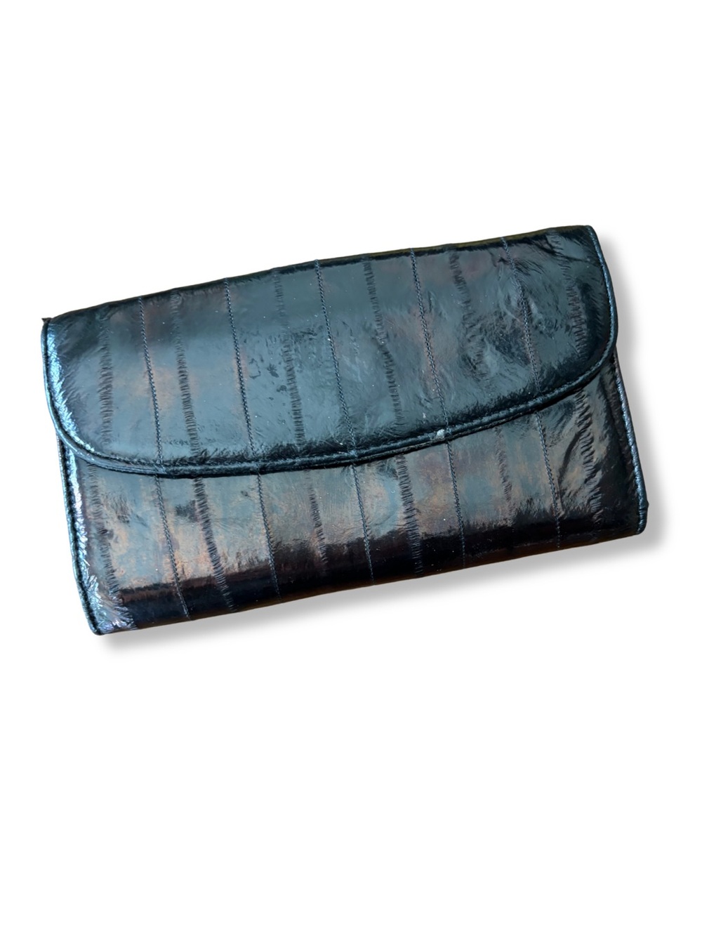 Glossy Black Envelope Clutch Wristlet